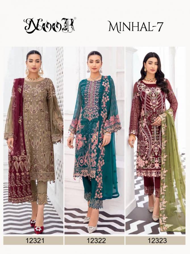 NOOR Minhal 7 Heavy Georgette Festive Wear Designer Pakistani Suit Collection 